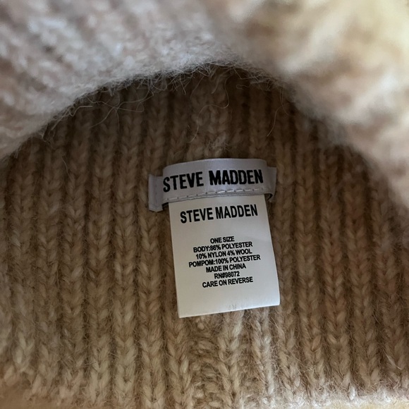 Steve Madden 2 Piece Cream Beanie and Brown Scarf Set - Picture 7 of 10